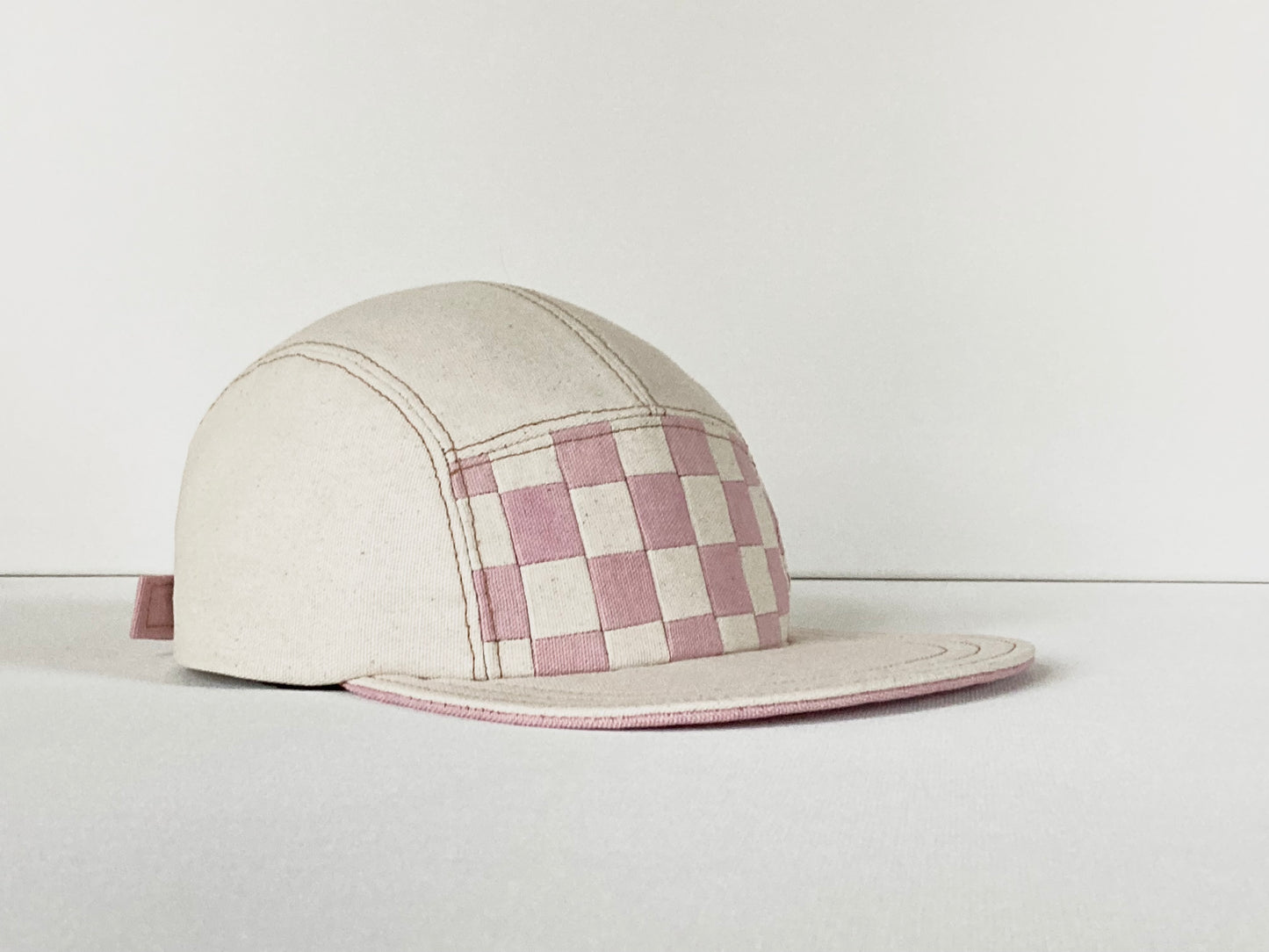 Naturally Dyed Camp Hat - Pink Checkerboard