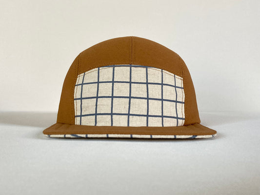 Hand Printed Camp Hat - Slate Grid