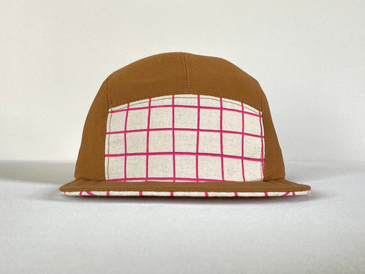 Hand Printed Camp Hat - Orchid Grid