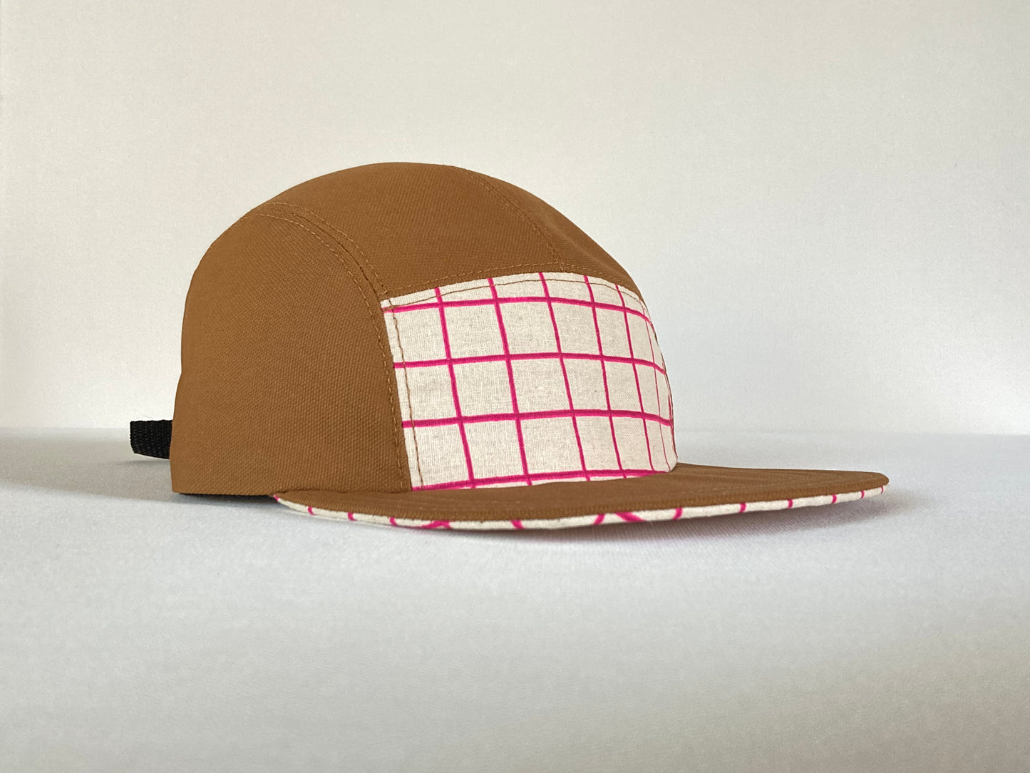 Hand Printed Camp Hat - Orchid Grid