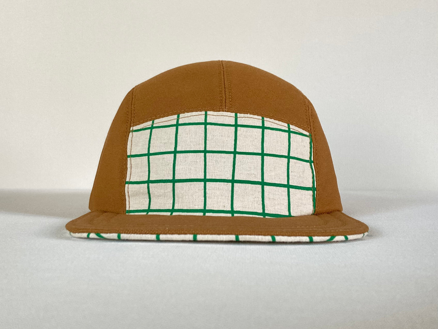 Hand Printed Camp Hat - Grass Grid