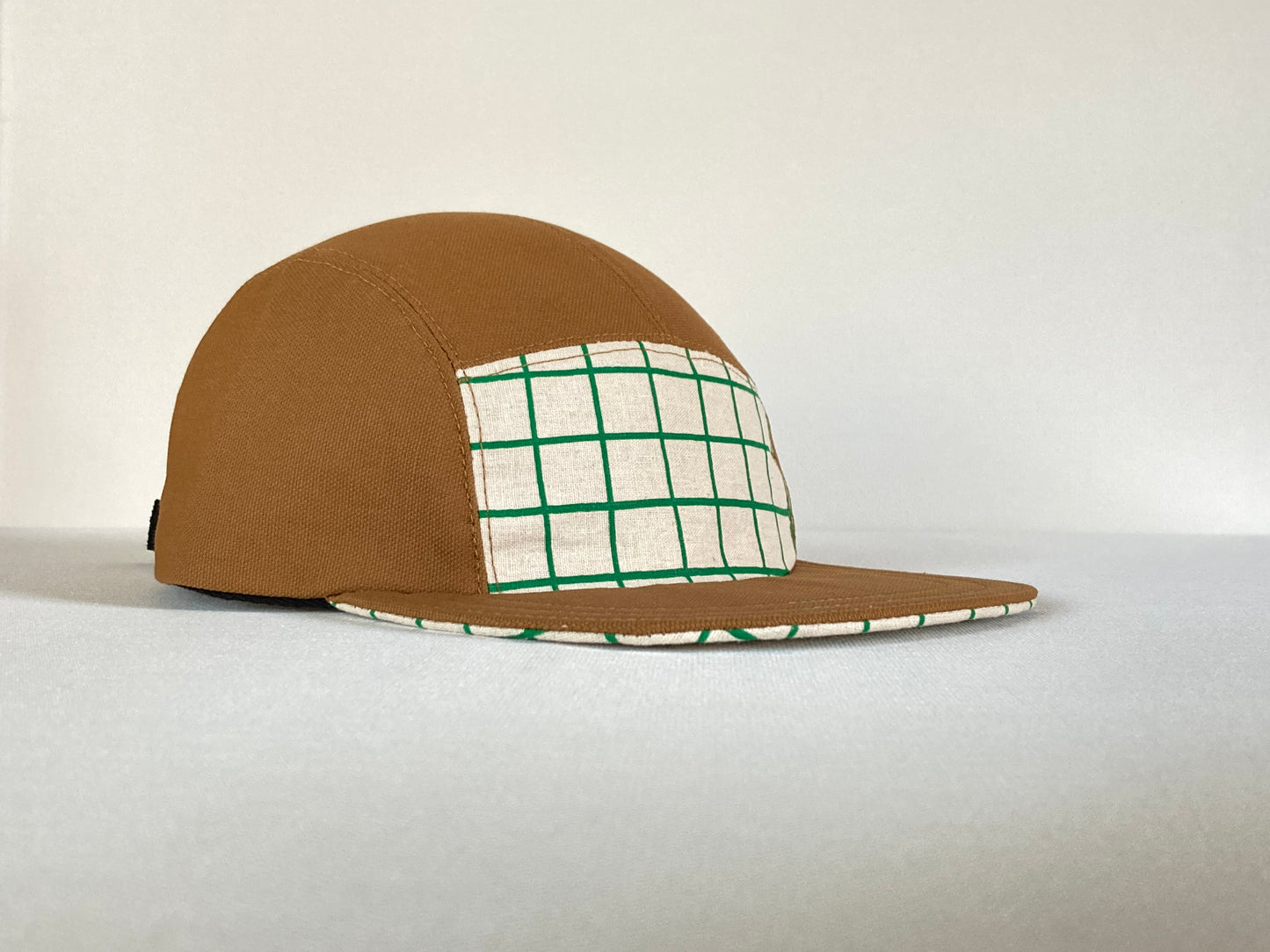 Hand Printed Camp Hat - Grass Grid