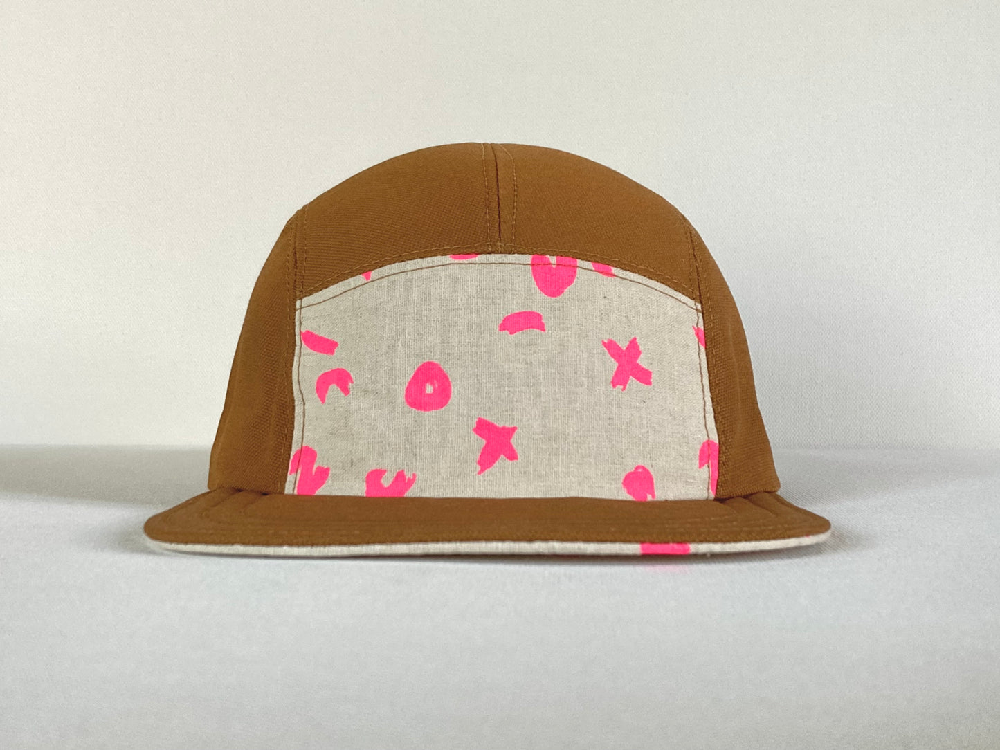 Hand Printed Camp Hat - Neon Pink Spark