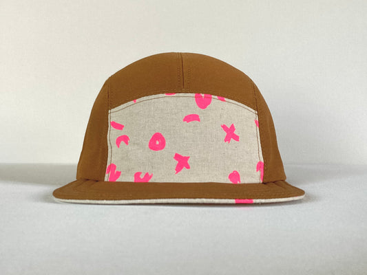 Hand Printed Camp Hat - Neon Pink Spark