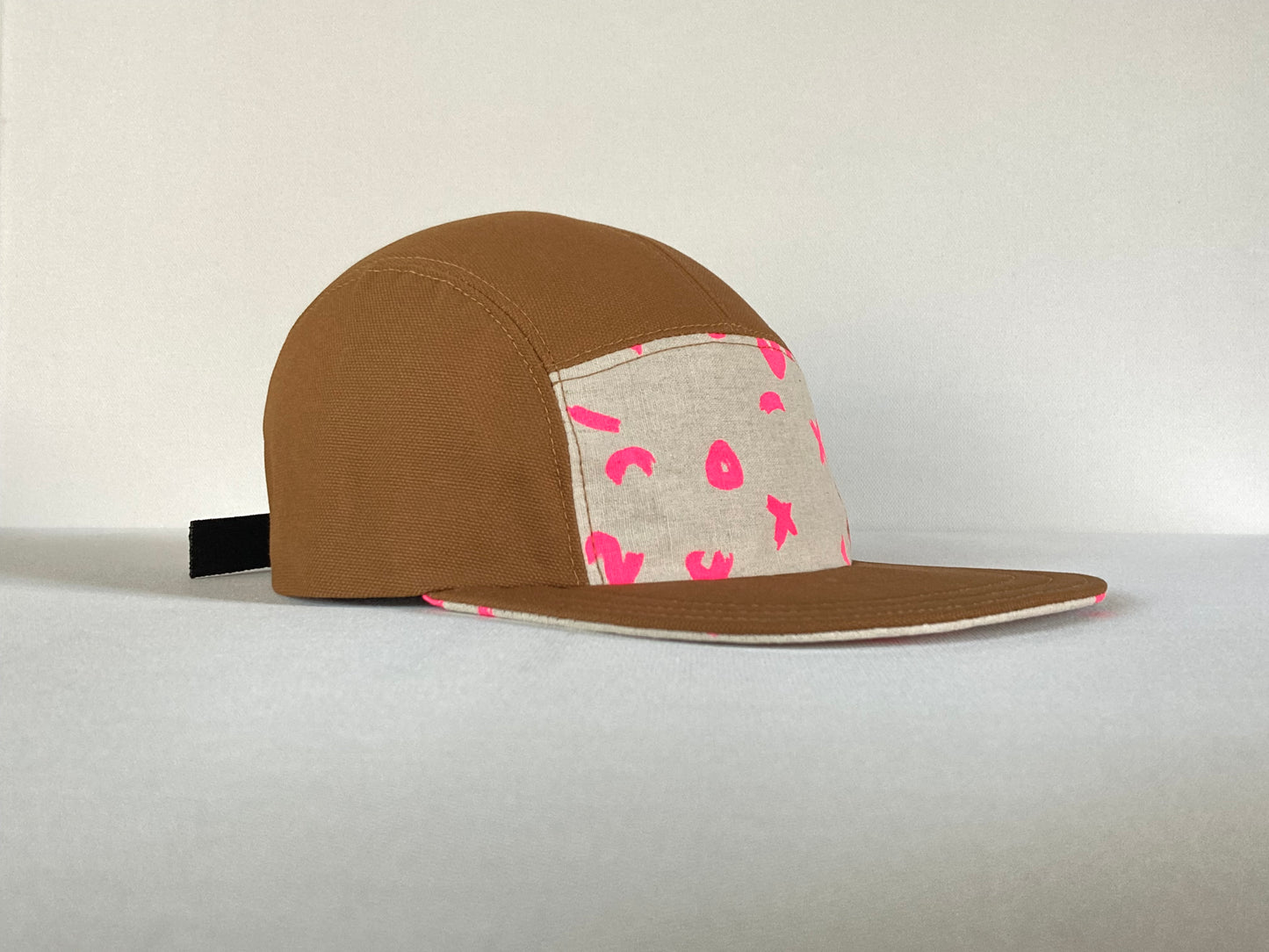 Hand Printed Camp Hat - Neon Pink Spark