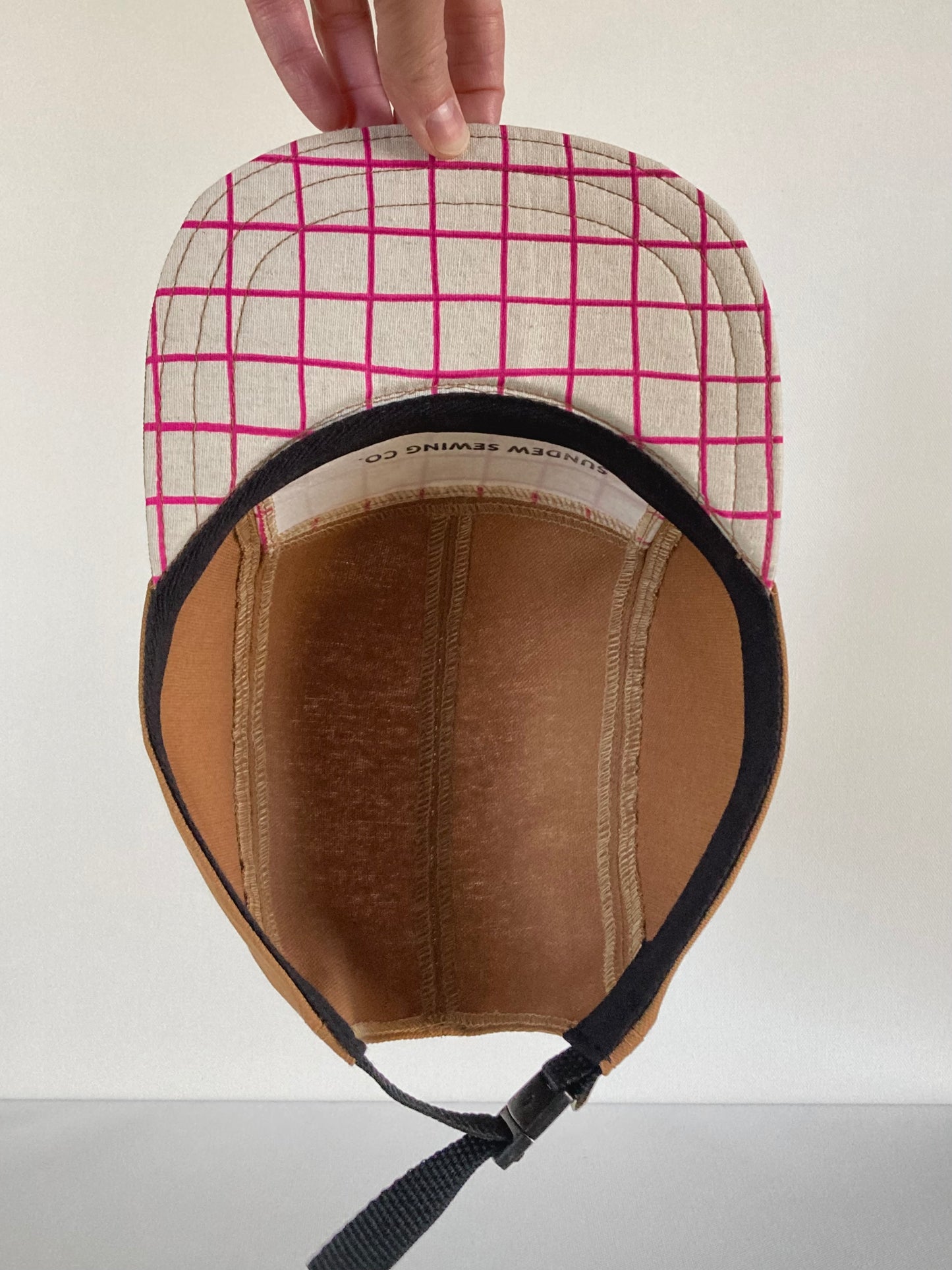 Hand Printed Camp Hat - Orchid Grid