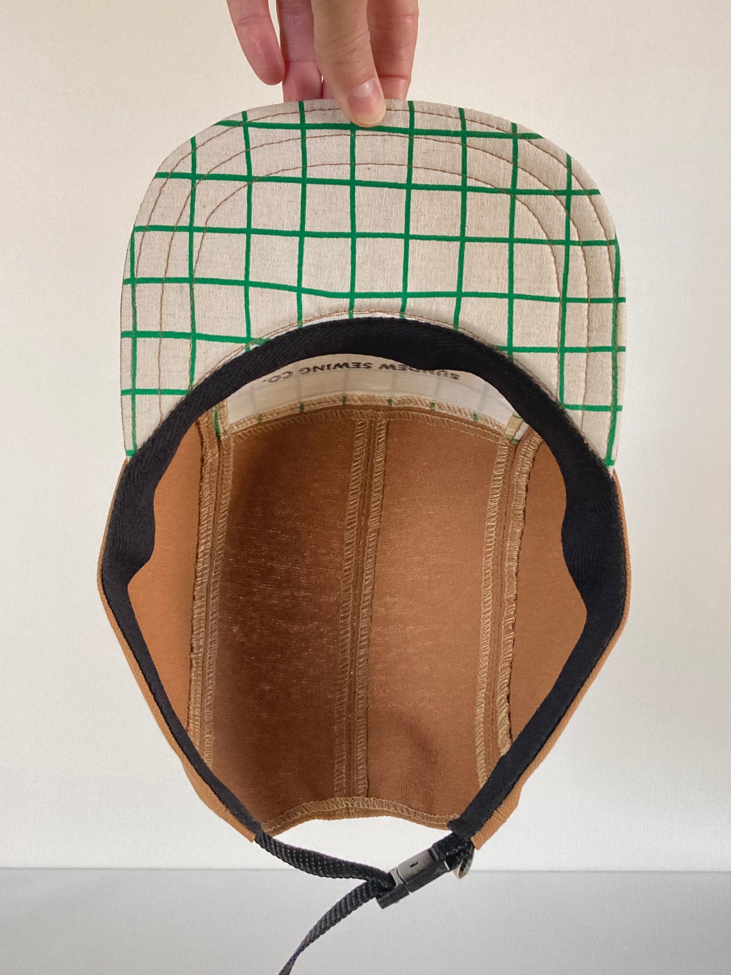 Hand Printed Camp Hat - Grass Grid