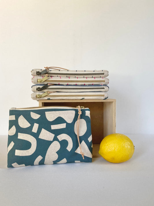 Hand Printed Zip Pouch - 7 inch