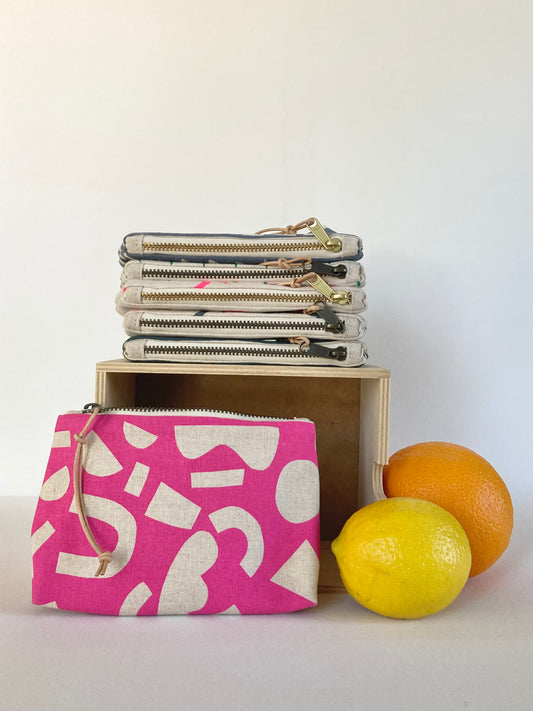Hand Printed Zip Pouch - 6 inch
