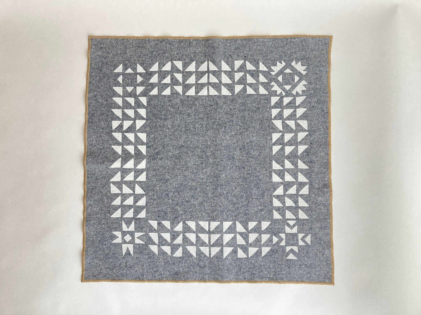 Hand Printed Bandana - Indigo Four Star Quilt
