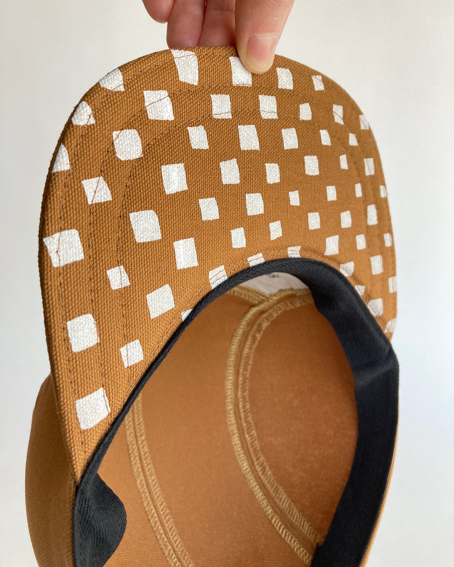 Hand Printed Camp Hat - Nutmeg Checkerboard