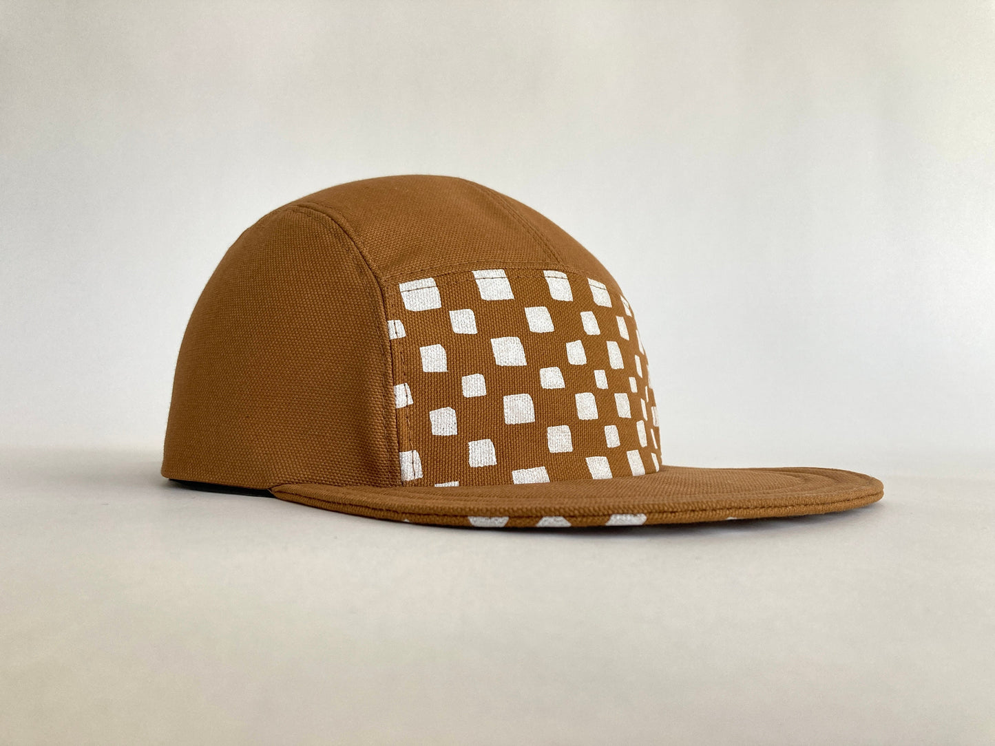 Hand Printed Camp Hat - Nutmeg Checkerboard