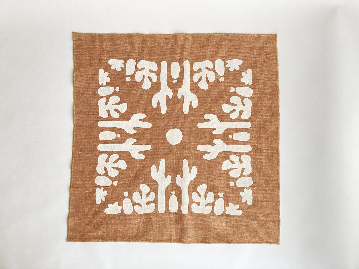 Hand Printed Bandana - Pecan Blob Cacti