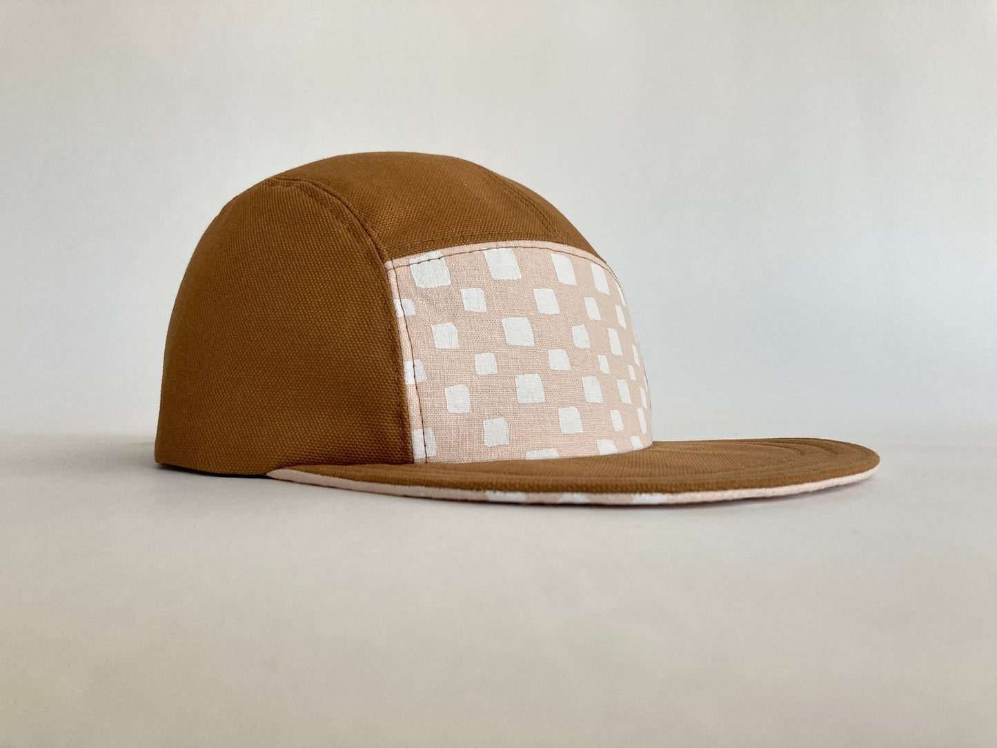 Hand Printed Camp Hat - Blush Checkerboard