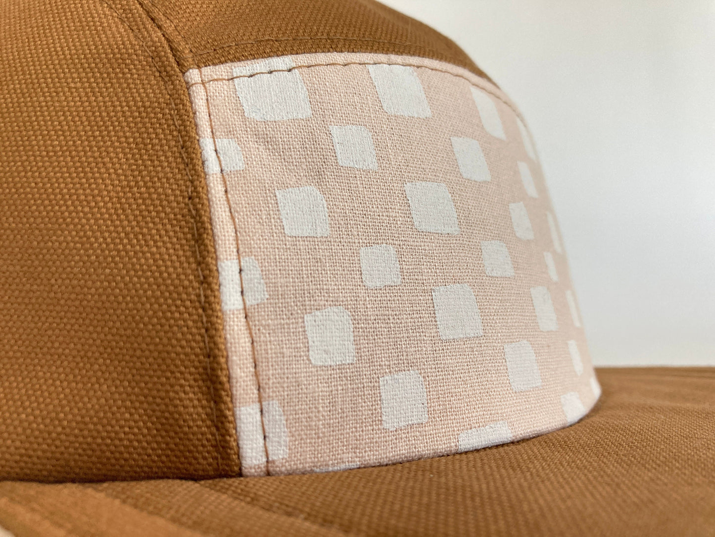 Hand Printed Camp Hat - Blush Checkerboard